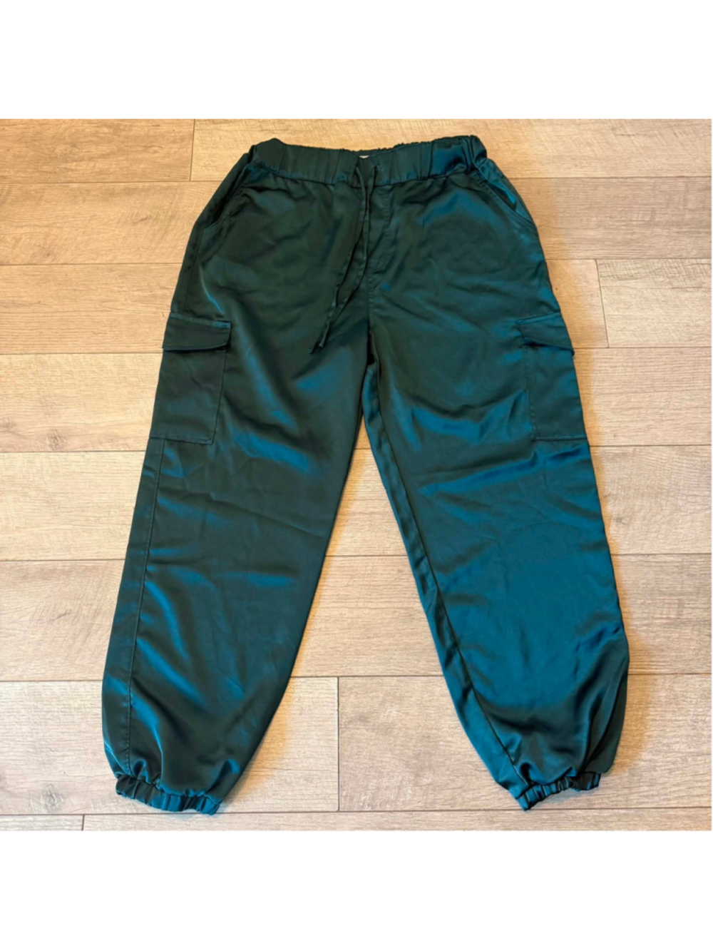Madden NYC Cargo Jogger Pants Olive Green Elastic Waist DrawstringUtilityPockets
